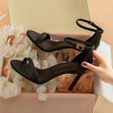 Damen Sommer Schwarz Streifen Stiletto Niche Fairy Heels